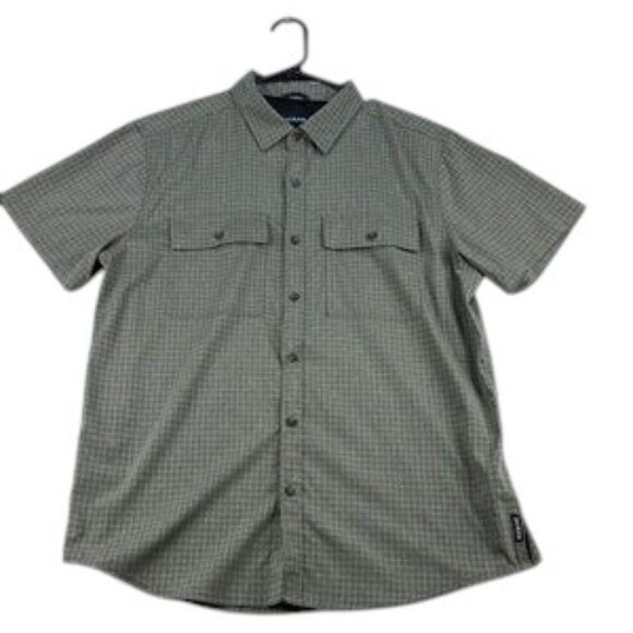 Prana Button Down Short Sleeve Green White Men's Size M - Picture 1 of 7